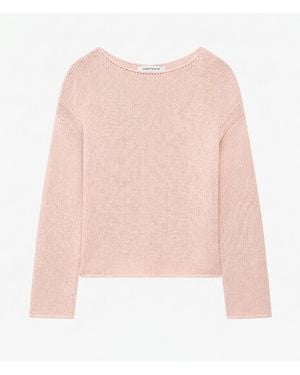 Another Tomorrow Draped Knit Sweater - Pink