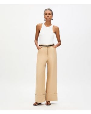 Another Tomorrow Wide Cuff Pant - Natural
