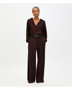 Another Tomorrow Twill Pleated Trouser - Red