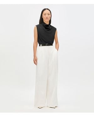 Another Tomorrow Silk Draped Top - White