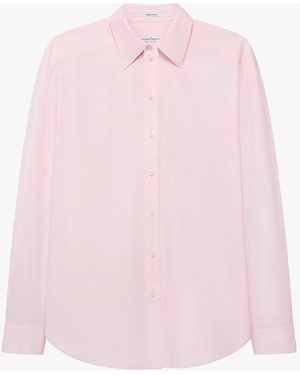 Another Tomorrow Pleat Back Poplin Shirt - Pink