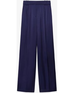 Another Tomorrow Satin Pleated Trouser - Blue
