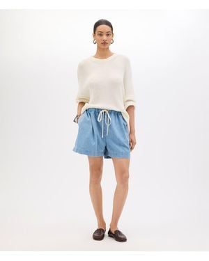 Another Tomorrow Draped Crew Knit - Blue