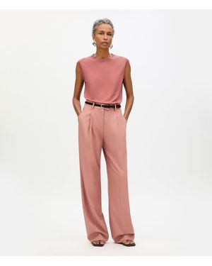 Another Tomorrow Wide Leg Wool Pants - Red
