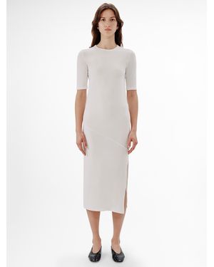 Another Tomorrow Elbow Sleeve Dress - White