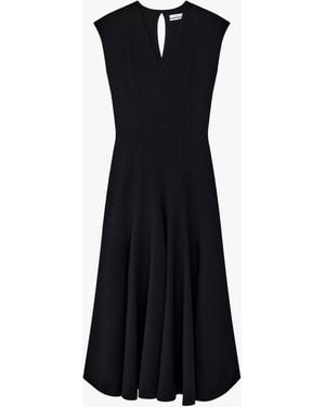 Another Tomorrow Double Face Cutout Dress - Black