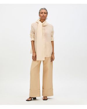 Another Tomorrow Organza Bow Blouse - Natural