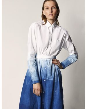 Another Tomorrow Dip Dye Shirt Dress - Blue