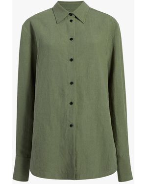 Another Tomorrow Linen Oversized Shirt - Green