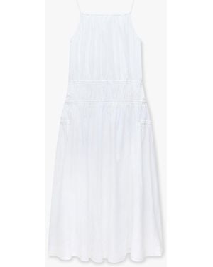 Another Tomorrow Gathered Scoop Back Dress - White