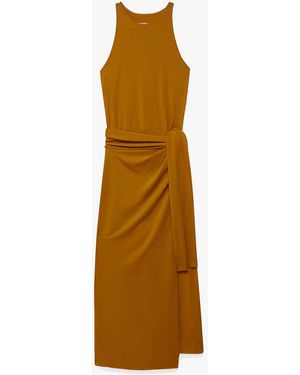 Another Tomorrow Sarong Tie Dress - Natural