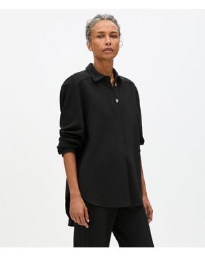Another Tomorrow Fluid Jersey Blouse - Black