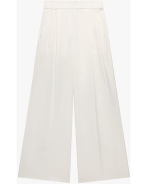 Another Tomorrow High Waisted Pleated Trouser - White