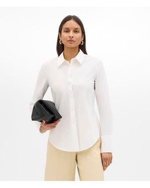 Another Tomorrow Poplin Bias Shirt - White