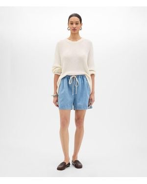 Another Tomorrow Chambray Drawcord Short - Blue