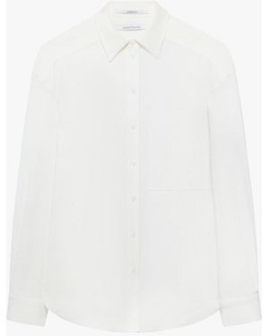 Another Tomorrow Pleat Back Hemp Shirt Off - White