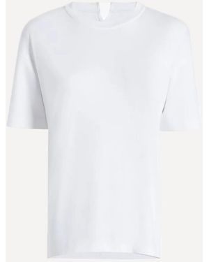 Another Tomorrow Luxe Seamed Short Sleeve - White