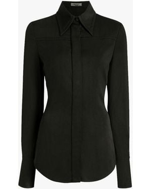 Another Tomorrow Bias Seamed Shirt - Black