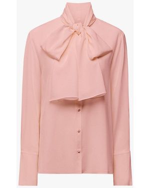 Another Tomorrow Signature Bow Blouse - Pink