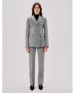 Another Tomorrow Double Breasted Structured Jacket - Gray