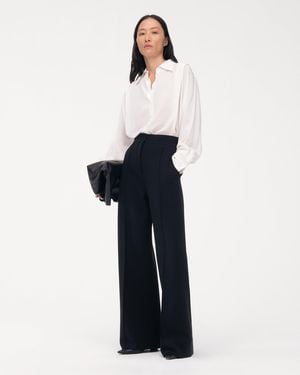 Another Tomorrow Doppio Wide Leg Pant - White