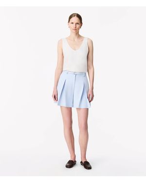 Another Tomorrow Fluid Pleated Short - Blue