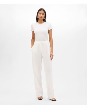 Another Tomorrow Flat Front Trouser - White