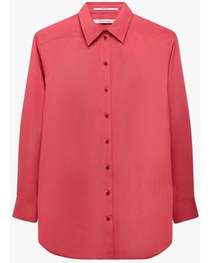 Another Tomorrow Pleat Back Poplin Shirt - Pink