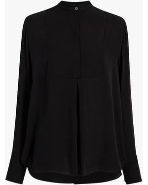 Another Tomorrow Tuxedo Blouse - Black