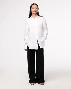 Another Tomorrow Linen Oversized Shirt - White