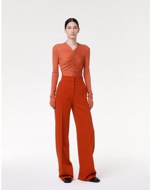 Another Tomorrow Shirred Long Sleeve Top