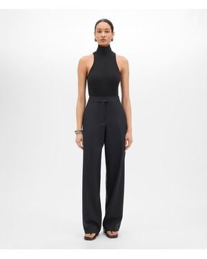 Another Tomorrow Flat Front Trouser - Blue