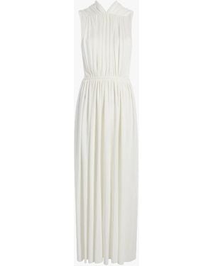 Another Tomorrow Shirred Midi Dress - White