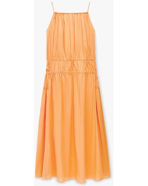 Another Tomorrow Gathered Scoop Back Dress - Orange