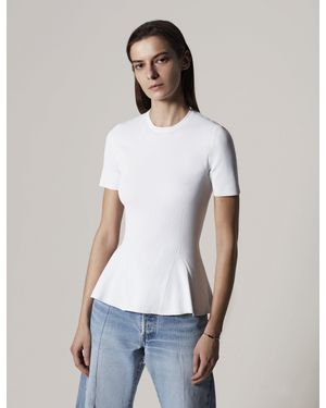 Another Tomorrow Peplum Knit - White