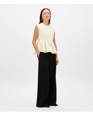 Another Tomorrow Double Face Godet Top - White