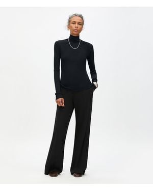 Another Tomorrow Rib Knit Turtleneck - Blue