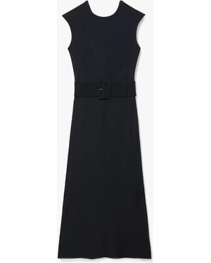 Another Tomorrow Bias Belted Dress - Blue