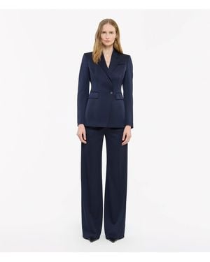 Another Tomorrow Seamed Waist Jacket - Blue