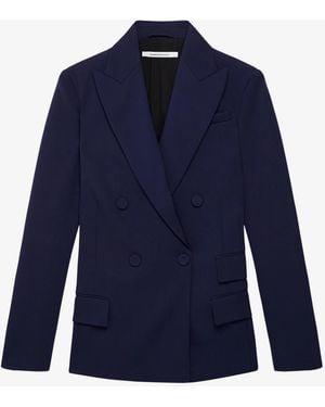 Another Tomorrow Oversized Double Breasted Jacket - Blue