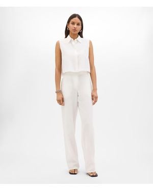 Another Tomorrow Cropped Sleeveless Shirt - White