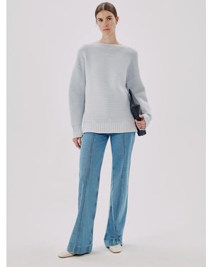 Another Tomorrow Ottoman Reversible Chunky Sweater - Blue