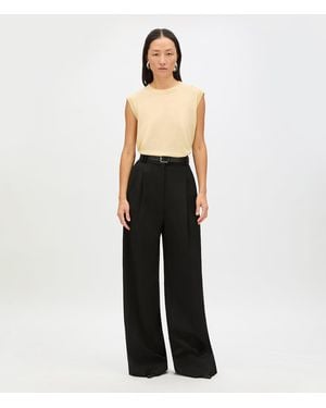 Another Tomorrow High Waisted Pleated Trouser - White
