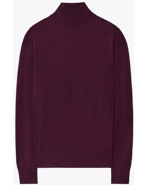 Another Tomorrow Featherweight Turtleneck - Purple