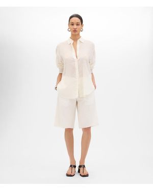 Another Tomorrow Gingham Blouse - White