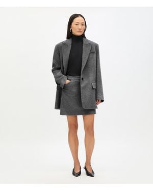 Another Tomorrow Tailored Mini Skirt Medium Melange - Gray