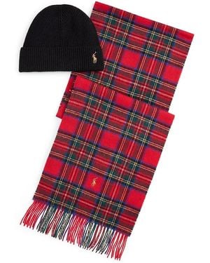 Polo Ralph Lauren Cappello E Sciarpa Di Lana - Rosso