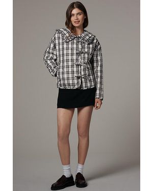 Maeve The Hazel Quilted Plaid Jacket By - Grey