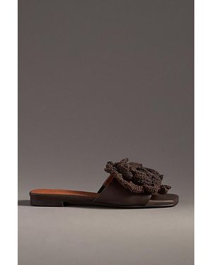 Maeve Crochet Flower Slide Sandals - Grey