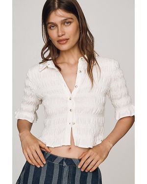 Maeve Ruffle Button-Front Top - Black